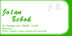 jolan bebok business card